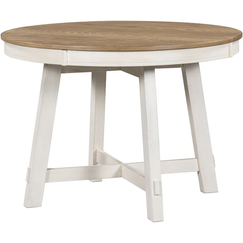 Farmhouse Round Extendable Dining Table with Leaf