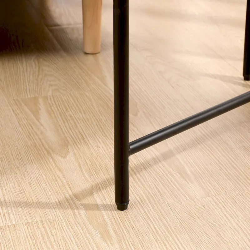 2-Tier Black Side Table with Storage for Living Room