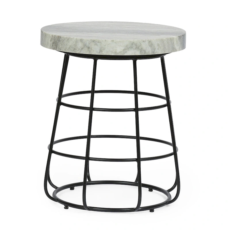 Modern Handcrafted Marble Side Table - 18" L x 18" W x 22" H