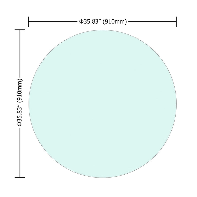 Dessus de table rond en verre trempé avec bord poli épais et plat