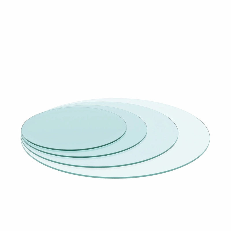 Dessus de table rond en verre trempé avec bord poli épais et plat