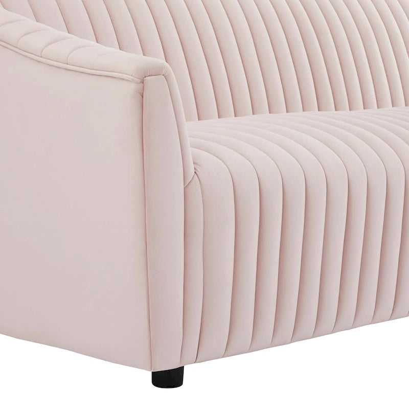 Performance Velvet Channel Tufted Sofa