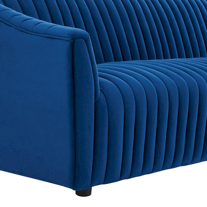 Performance Velvet Channel Tufted Sofa