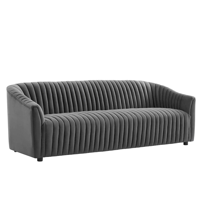 Performance Velvet Channel Tufted Sofa