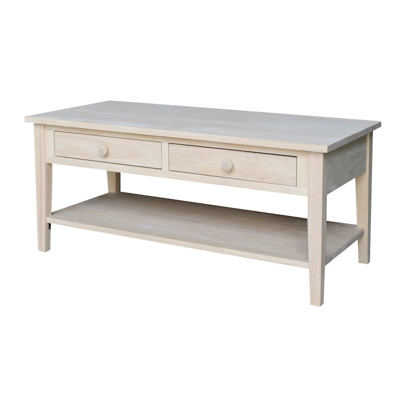 Solid Parawood Coffee Table - 48 in. W x 24 in. D x 19 in. H