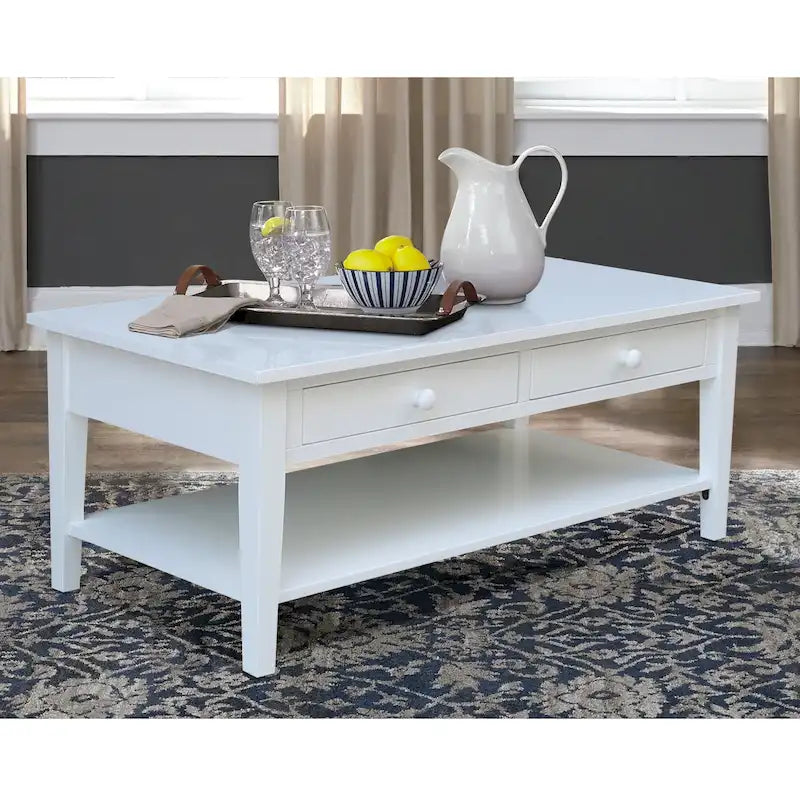 Solid Parawood Coffee Table - 48 in. W x 24 in. D x 19 in. H