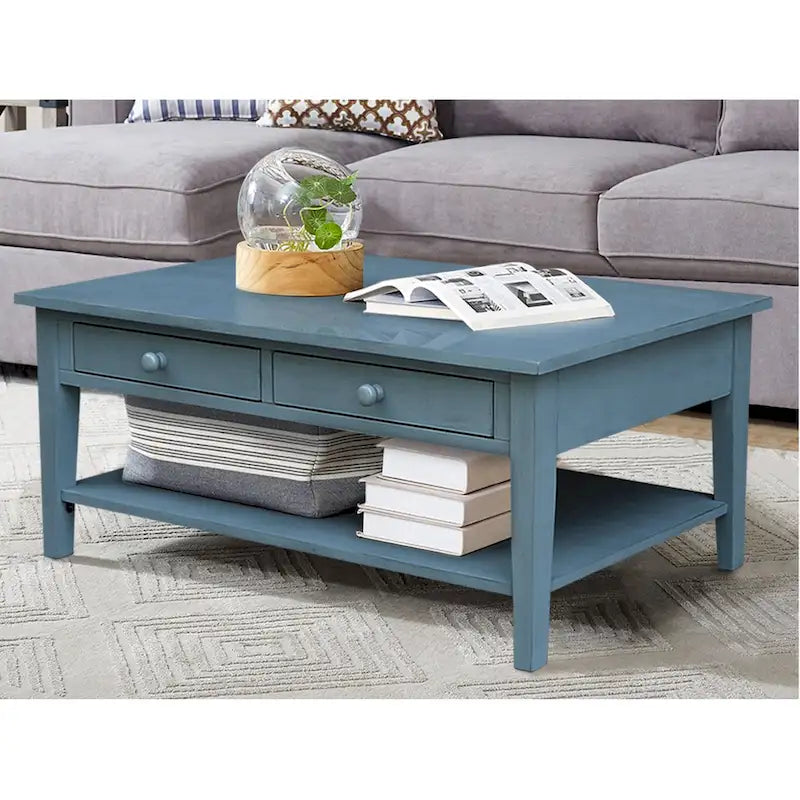 Solid Parawood Coffee Table - 48 in. W x 24 in. D x 19 in. H