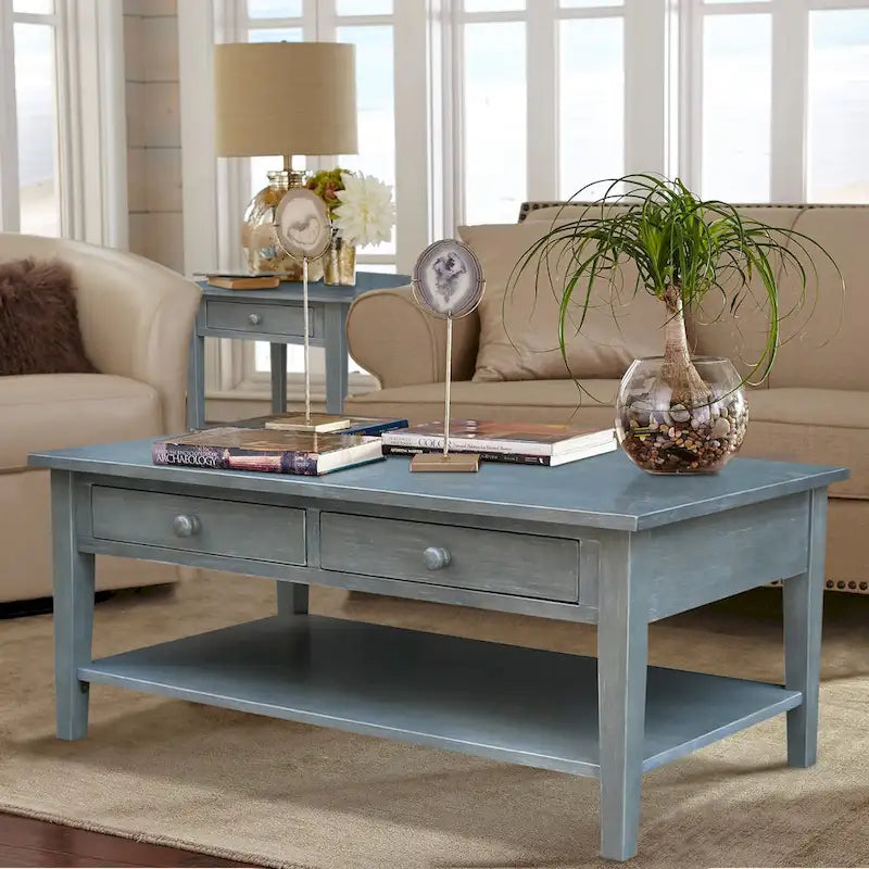Table basse en parbois massif – 122 cm L x 61 cm P x 48 cm H