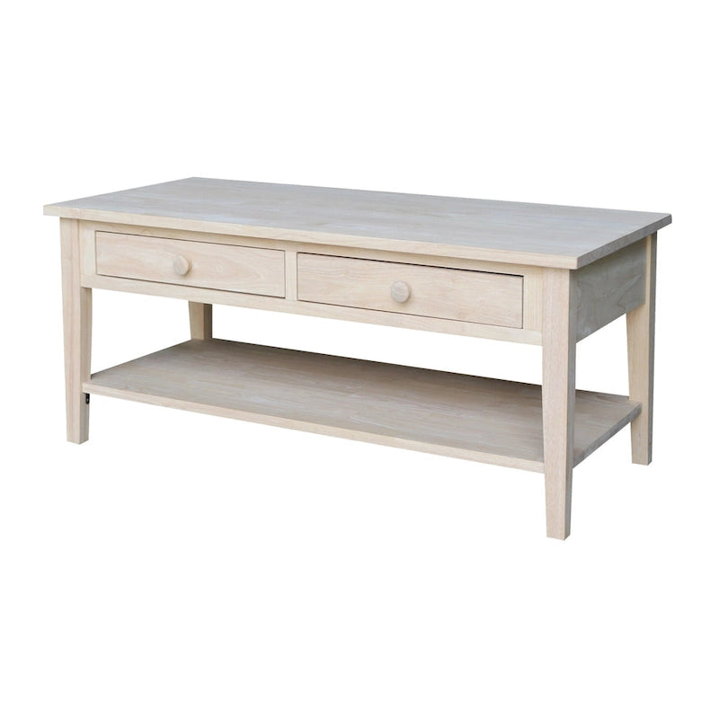 Solid Parawood Coffee Table - 48 in. W x 24 in. D x 19 in. H