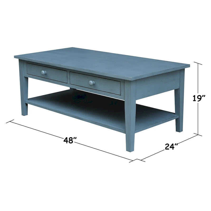 Table basse en parbois massif – 122 cm L x 61 cm P x 48 cm H