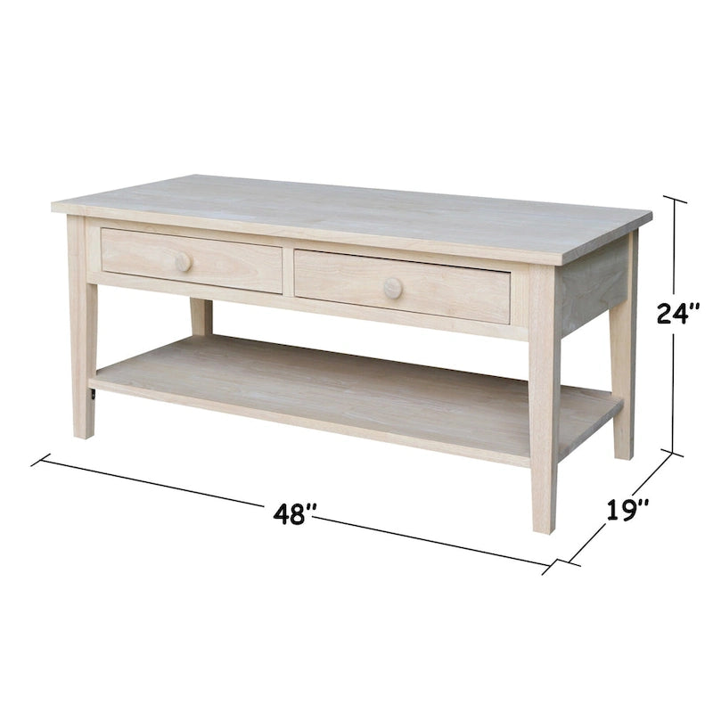 Table basse en parbois massif – 122 cm L x 61 cm P x 48 cm H