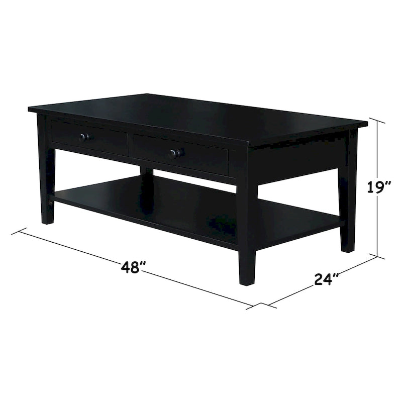 Table basse en parbois massif – 122 cm L x 61 cm P x 48 cm H