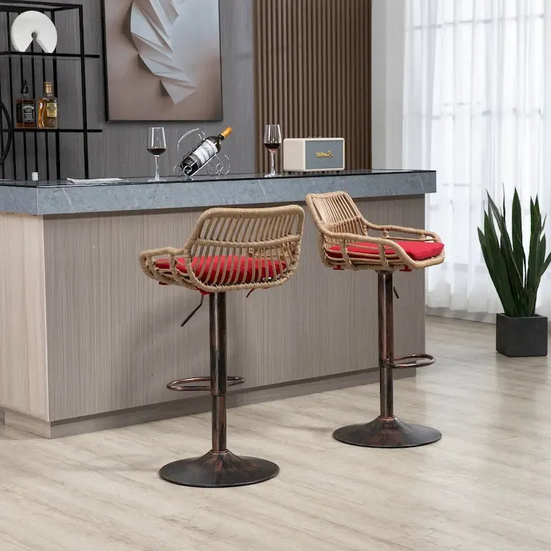Tabourets de bar pivotants avec repose-pieds - Lot de 2