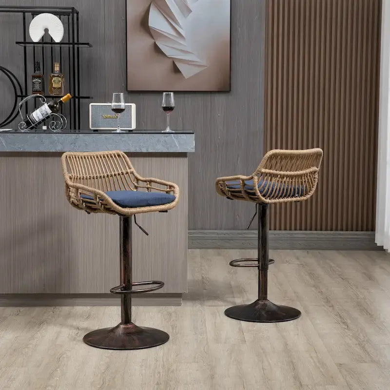 Tabourets de bar pivotants avec repose-pieds - Lot de 2