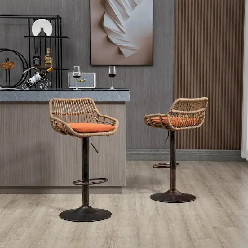 Tabourets de bar pivotants avec repose-pieds - Lot de 2
