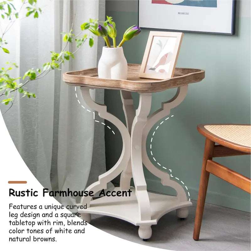 Rustic Farmhouse Tray Top End Table