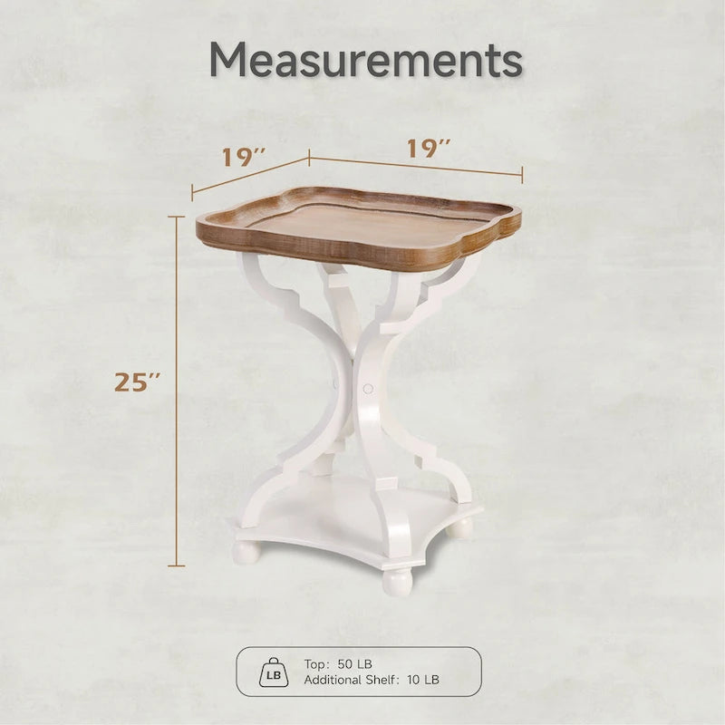 Table d'appoint avec plateau de style rustique ferme