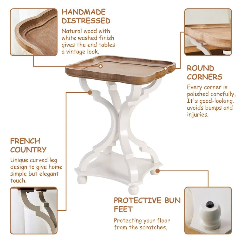 Rustic Farmhouse Tray Top End Table