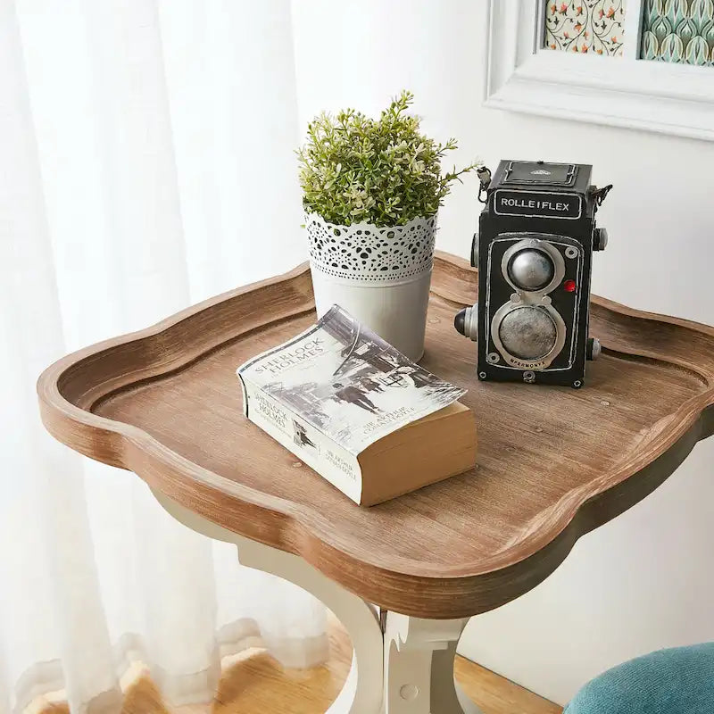 Table d'appoint avec plateau de style rustique ferme