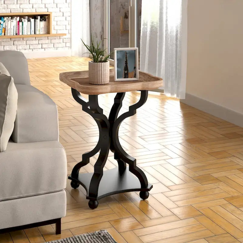 Table d'appoint avec plateau de style rustique ferme