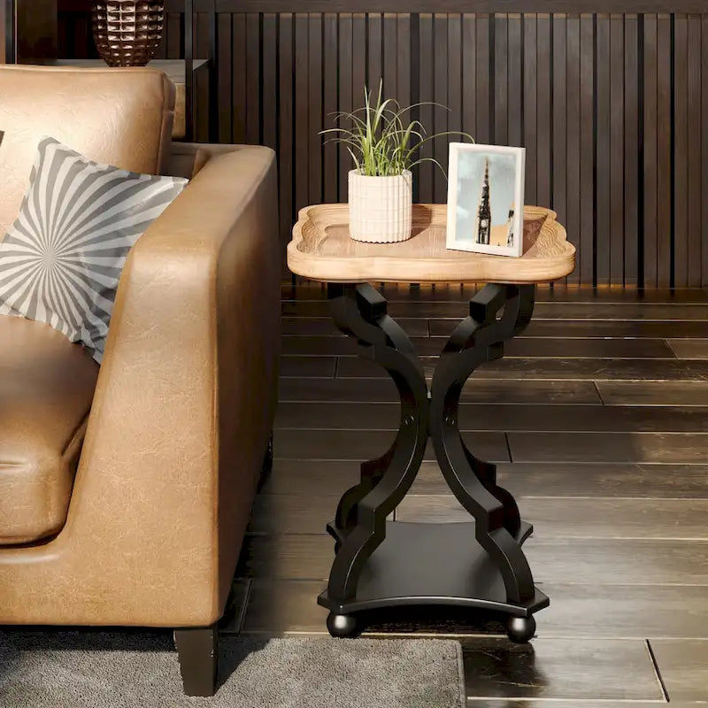 Table d'appoint avec plateau de style rustique ferme
