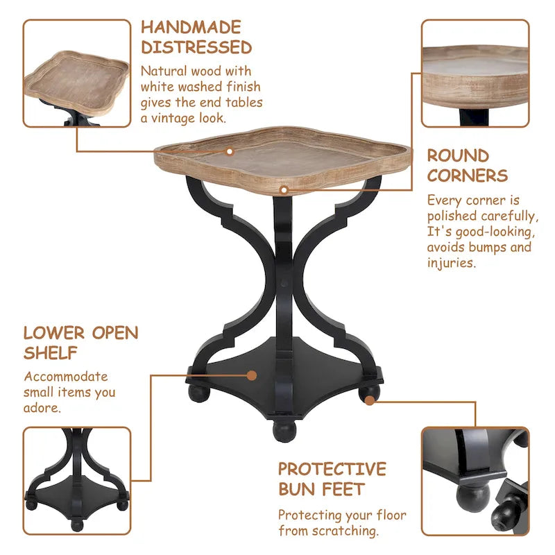 Table d'appoint avec plateau de style rustique ferme