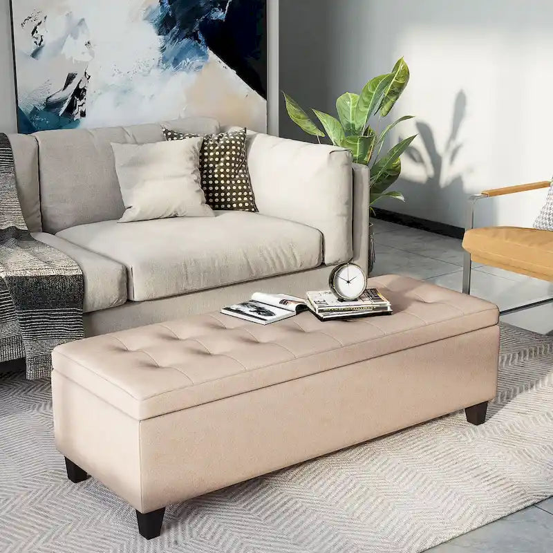 Banc de rangement ottoman avec couvercle relevable