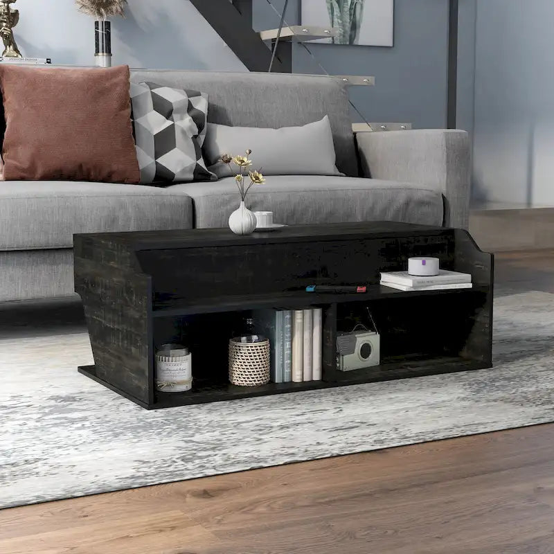 Table basse relevable en chêne noir de transition de 44 pouces