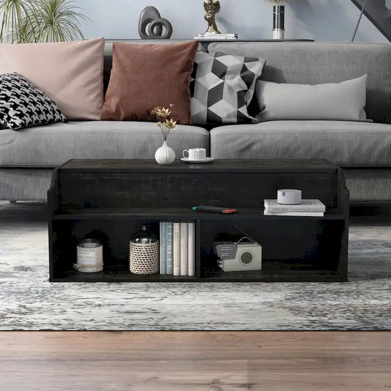Table basse relevable en chêne noir de transition de 44 pouces