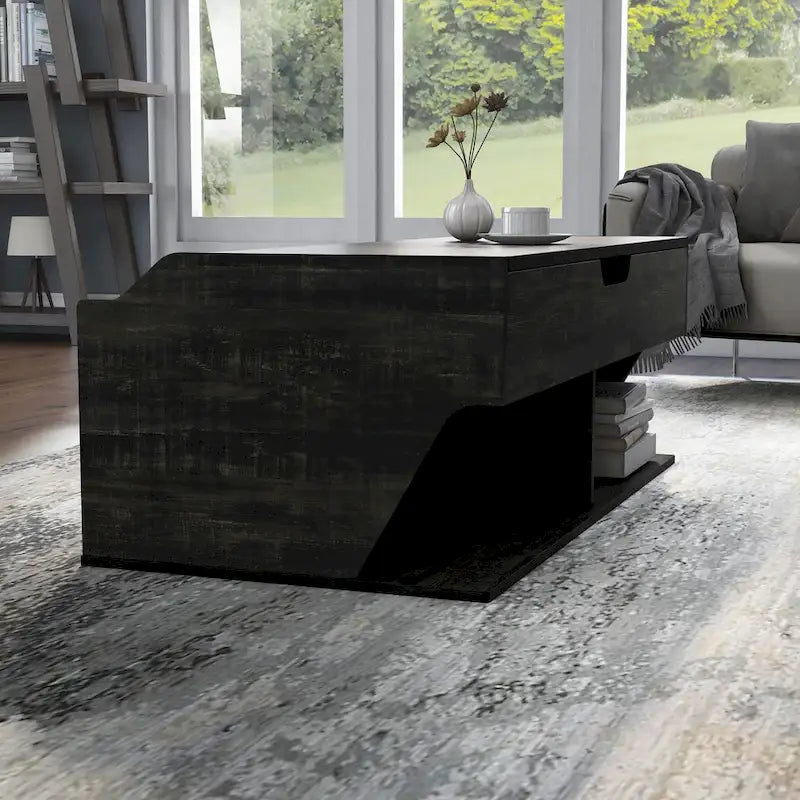 Table basse relevable en chêne noir de transition de 44 pouces