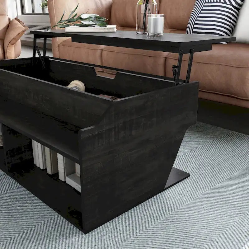 Table basse relevable en chêne noir de transition de 44 pouces