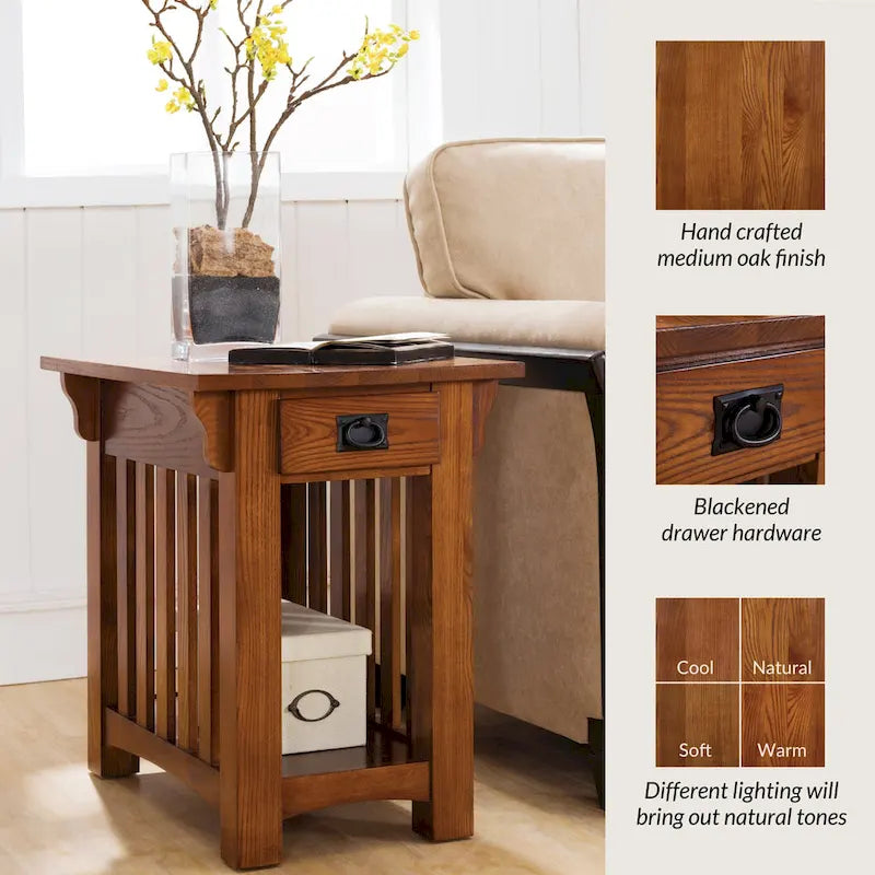 Mission Style End Table with Drawer