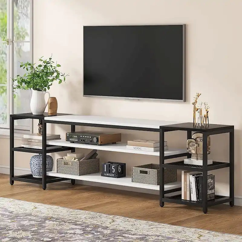 3-Tier TV Stand Entertainment Center with Metal Frame
