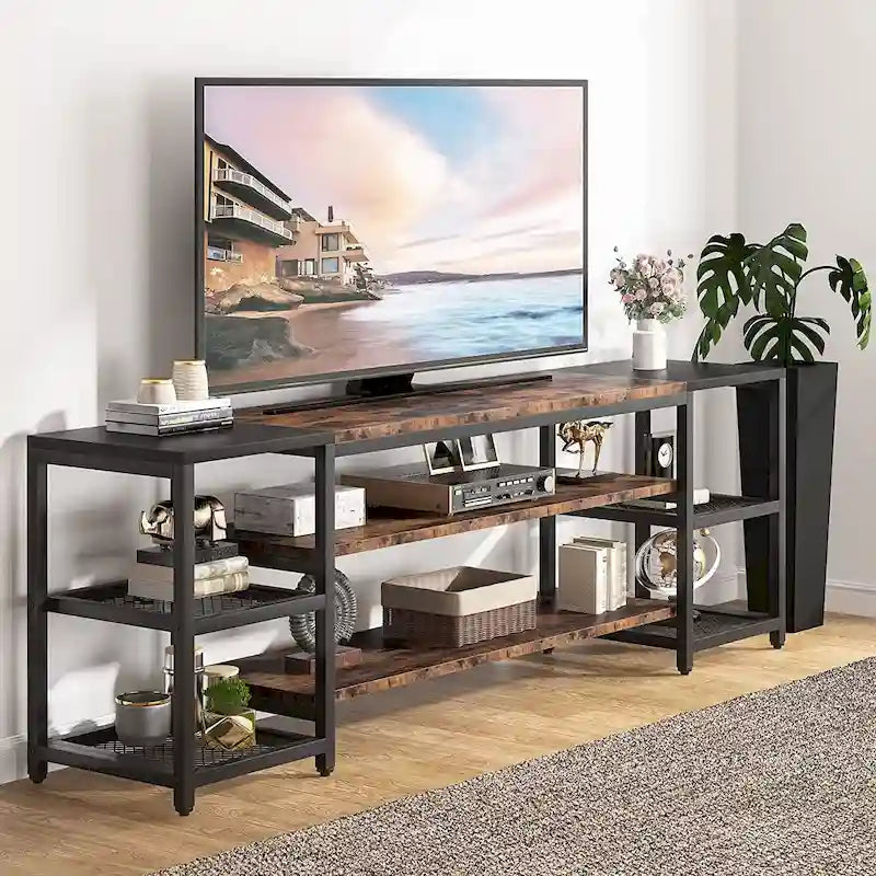 3-Tier TV Stand Entertainment Center with Metal Frame