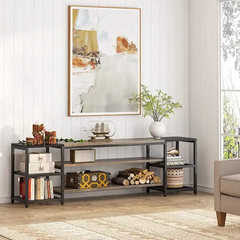 3-Tier TV Stand Entertainment Center with Metal Frame