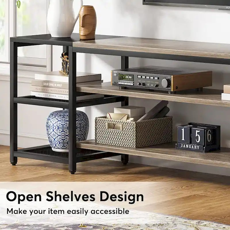 3-Tier TV Stand Entertainment Center with Metal Frame