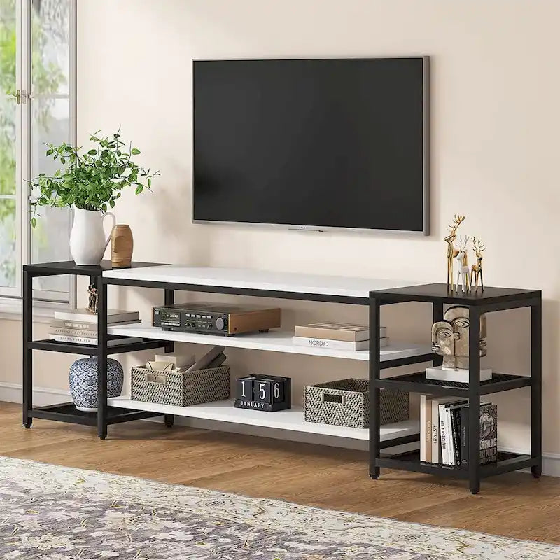 3-Tier TV Stand Entertainment Center with Metal Frame