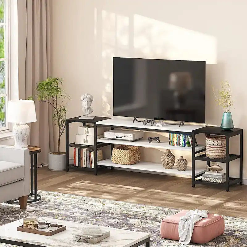3-Tier TV Stand Entertainment Center with Metal Frame