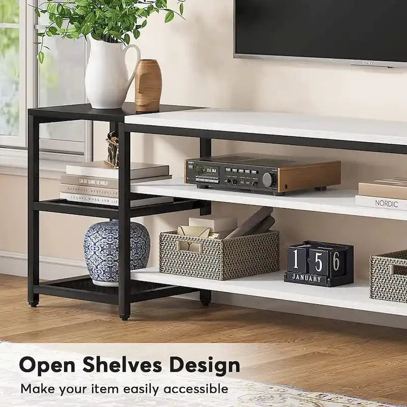 3-Tier TV Stand Entertainment Center with Metal Frame