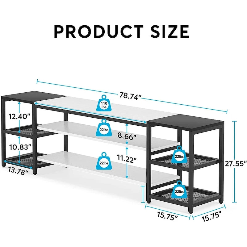 3-Tier TV Stand Entertainment Center with Metal Frame