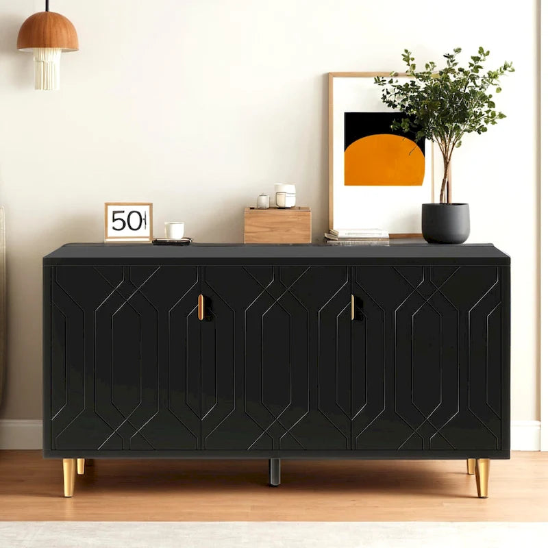 Meuble TV avec étagères réglables et armoire de rangement