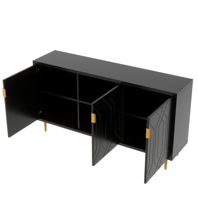 Meuble TV avec étagères réglables et armoire de rangement