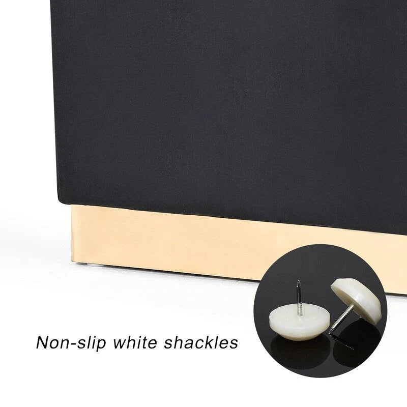 Square Ottoman Footrest Velvet Vanity Stool with Gold Trim