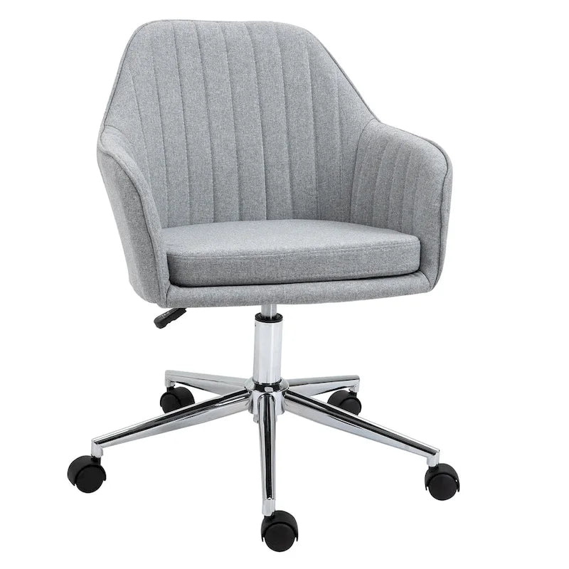 Mid-Back Office Computer Chair - Tub Shape Design, Lined Pattern Back, Swivel Wheels - 23.25*24*37.75