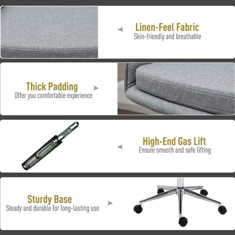 Mid-Back Office Computer Chair - Tub Shape Design, Lined Pattern Back, Swivel Wheels - 23.25*24*37.75