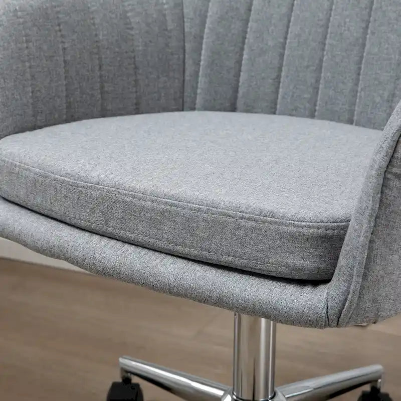 Mid-Back Office Computer Chair - Tub Shape Design, Lined Pattern Back, Swivel Wheels - 23.25*24*37.75