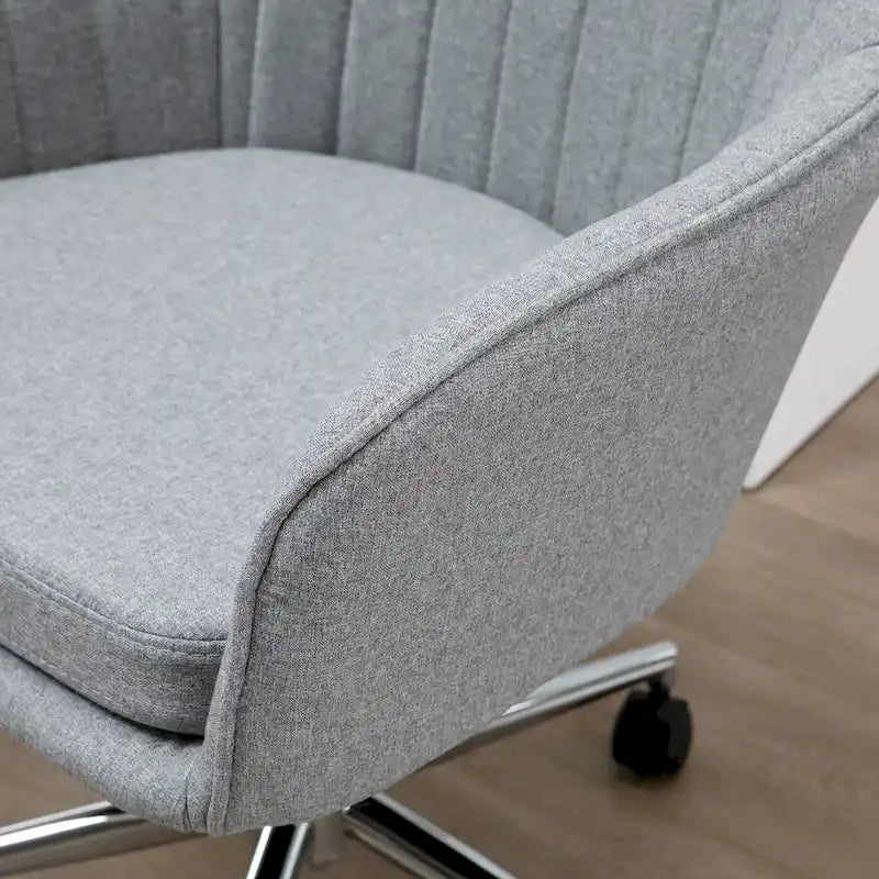 Mid-Back Office Computer Chair - Tub Shape Design, Lined Pattern Back, Swivel Wheels - 23.25*24*37.75