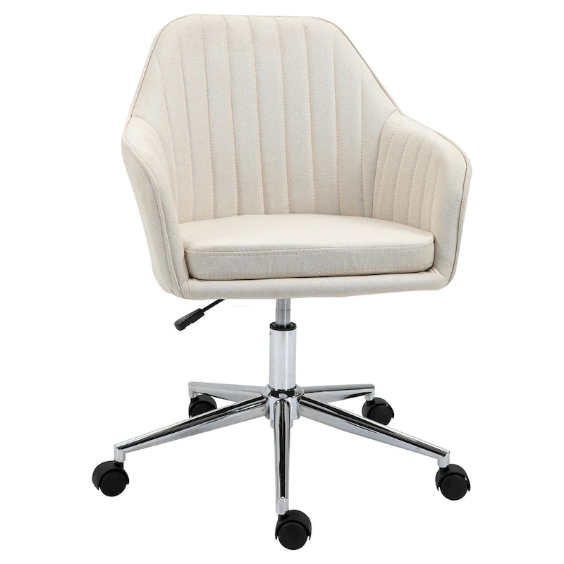Mid-Back Office Computer Chair - Tub Shape Design, Lined Pattern Back, Swivel Wheels - 23.25*24*37.75