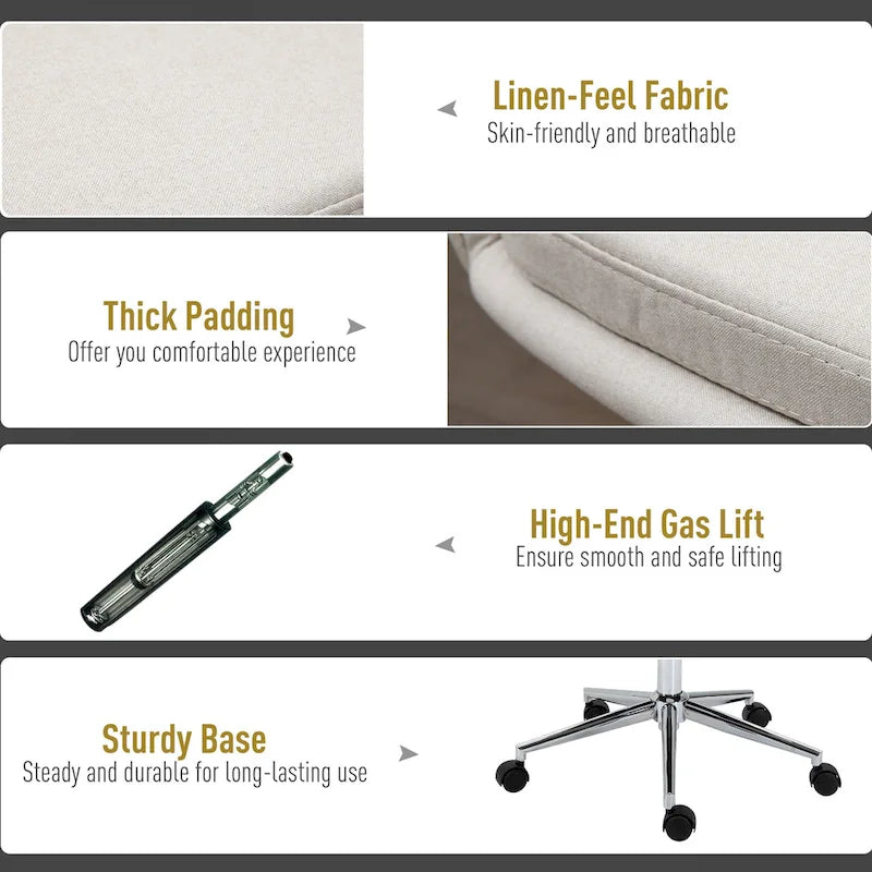 Mid-Back Office Computer Chair - Tub Shape Design, Lined Pattern Back, Swivel Wheels - 23.25*24*37.75