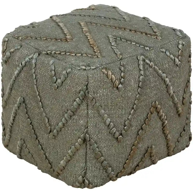 Global Textured Jute 16-inch Square Pouf
